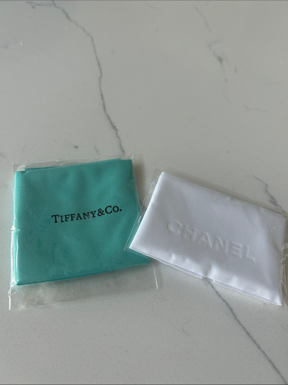 Tiffany & Co. and Chanel White and Turquoise Microfiber Sunglasses Cloths